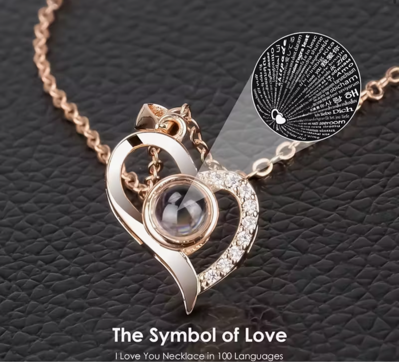 Real eternal rose stainless steel heart necklace